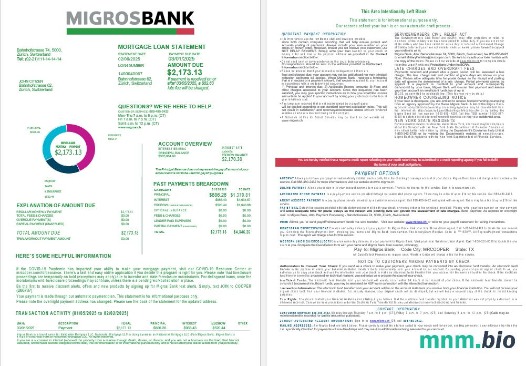 Szwajcaria Migrosbank wyciąg z kredytu hipotecznego w formatach Word i PDF 1-2